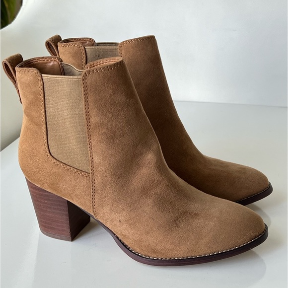 J.Crew Rory Tan Microsuede Heeled Ankle Boots Booties Size 6 - Picture 6 of 15